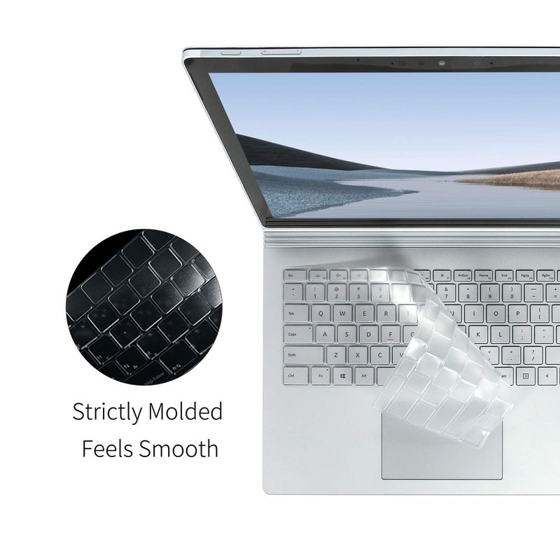 Digi-Tatoo غطاء حماية لوحة المفاتيح Digi-Tatoo SurfaceMate لجهاز Microsoft Surface Book 3/ Book 2/ Laptop 2 13.5''/15'' إصدار 2020/2017/2018، رقيق جداً 0.18 مم، عالي الشفافية، تخطيط لوحة مفاتيح أمريكي - Image 4